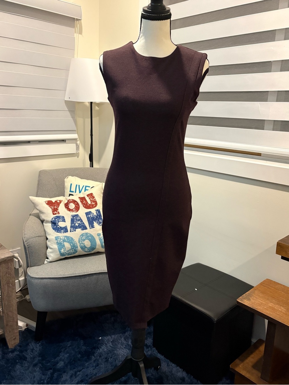 🍇 Cupcakes and Cashmere Deep Plum Sleeveless Sheath Dress (Size XS) 🍇